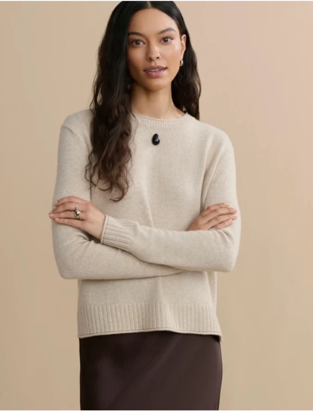Jenni Kayne Oatmeal Everyday Sweater Relaxed Neutral Knit Pullover Size Small